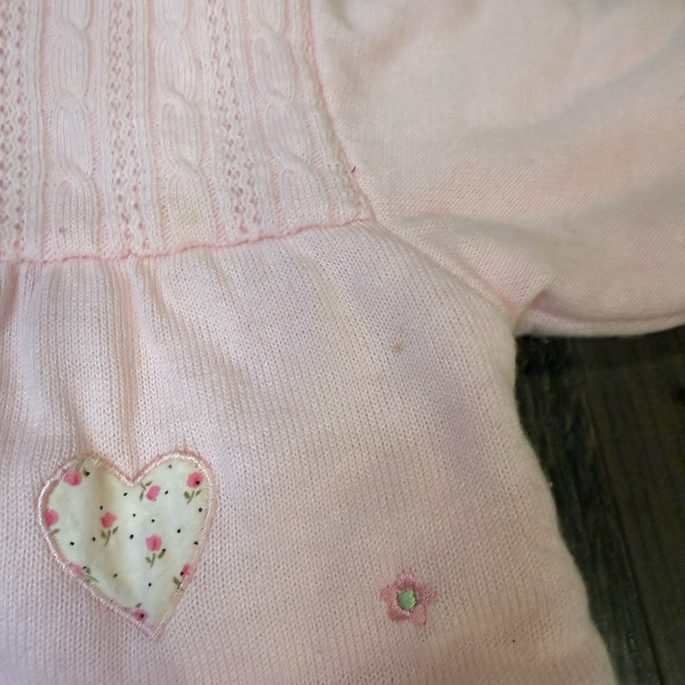 Vintage Friedknit Creations Pink Hooded Baby Bunting. Flawed. Size 3 Months. - Picture 6 of 6